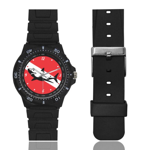 Diver Watch White Shark Black Plastic Watch - Image 2