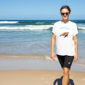 Woman Wearing A T Shirt On The Beach Turtle Protecting Kleiner