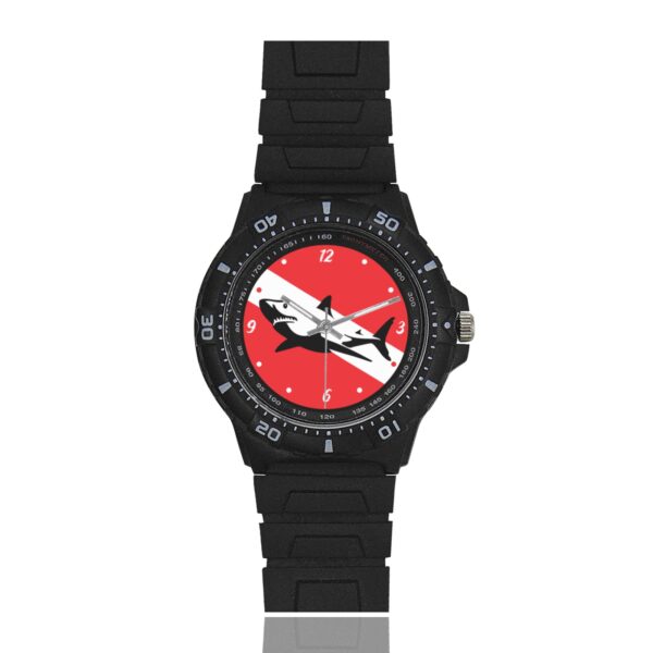 Diver Watch White Shark Black Plastic Watch - Image 4