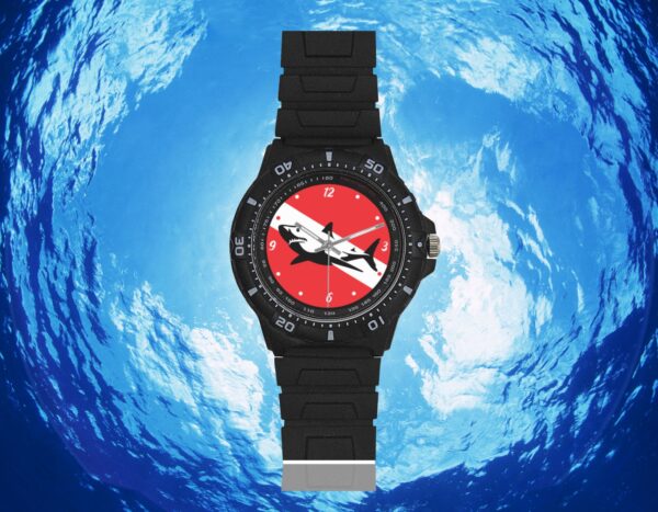 Diver Watch White Shark Black Plastic Watch - Image 5