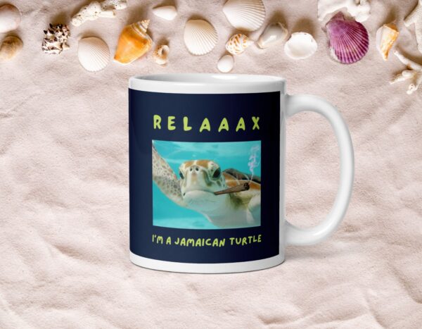 Relax I'm a jamaican turtle navy White glossy mug