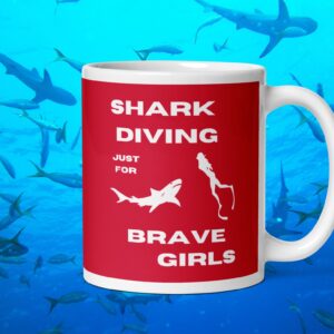 Shark Diving Brave Girls Dangerous Red Mug