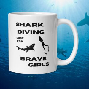 Shark Diving Brave Girls Dangerous White Mug