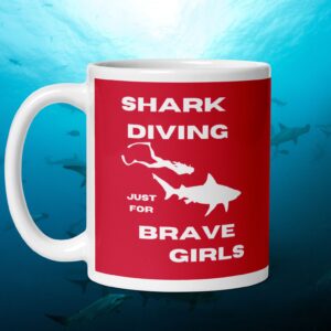 Shark Diving Brave Girls Red Mug