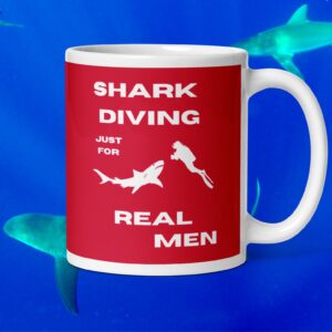 Shark Diving Real Men Dangerous Red Mug