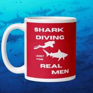 Shark Diving Real Men Red Mug