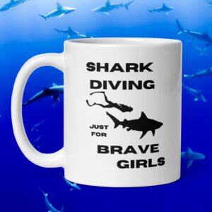 Shark Diving Brave Girls White Mug