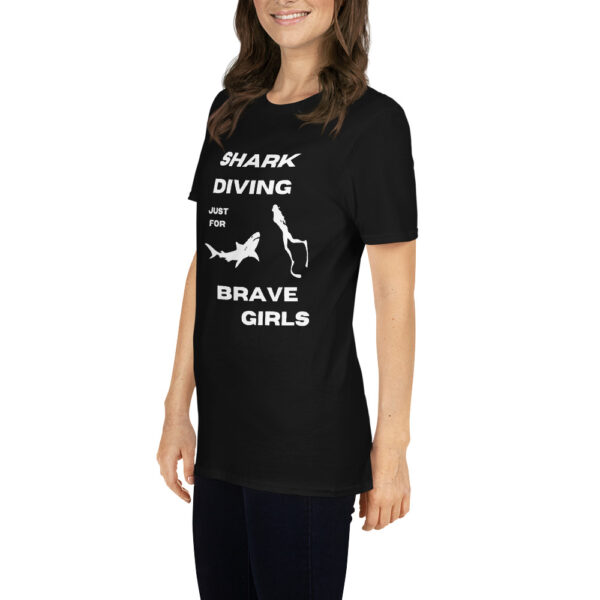 Shark Diving just for Brave Girls dangerous Short-Sleeve Unisex T-Shirt - Image 2