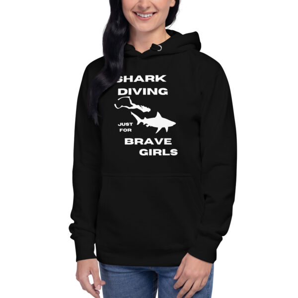 Shark Diving just for Brave Girls Unisex Premium Hoodie - Image 4