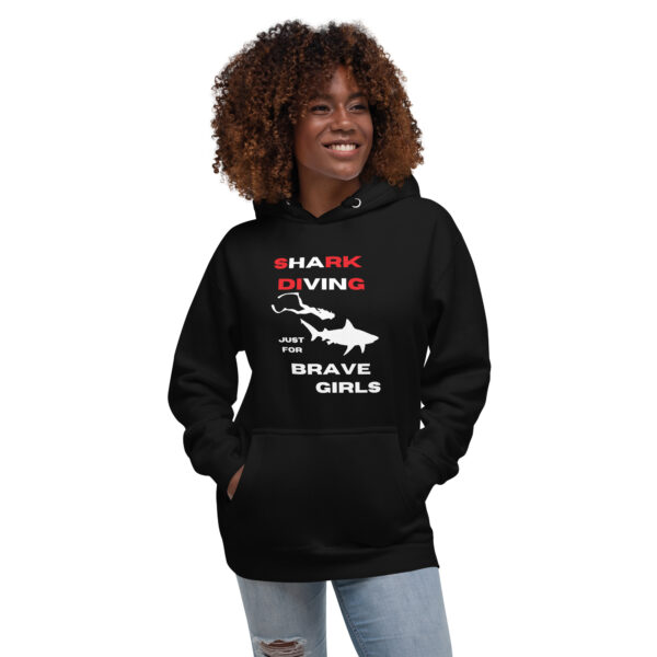 Shark Diving just for Brave Girls Unisex Premium Hoodie - Image 3