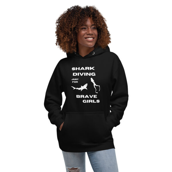 Shark Diving just for Brave Girls dangerous Unisex Premium Hoodie - Image 4