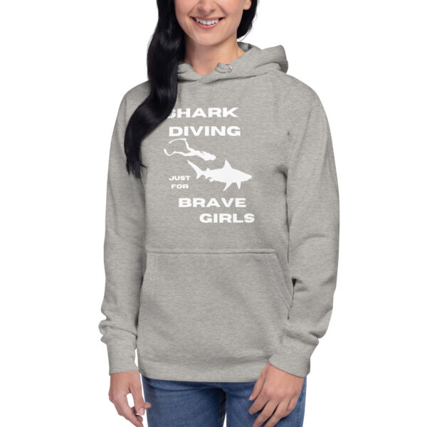 Shark Diving just for Brave Girls Unisex Premium Hoodie - Image 3