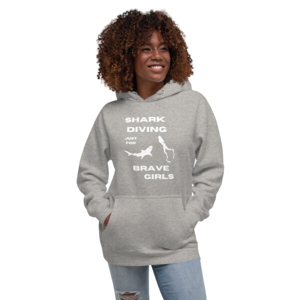 Shark Diving just for Brave Girls dangerous Unisex Premium Hoodie - Image 3