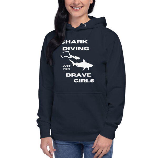 Shark Diving just for Brave Girls Unisex Premium Hoodie - Image 2