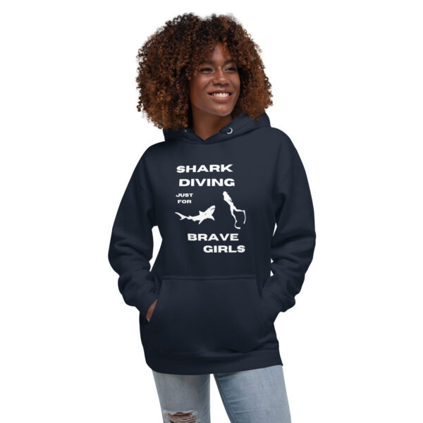 Shark Diving just for Brave Girls dangerous Unisex Premium Hoodie - Image 2